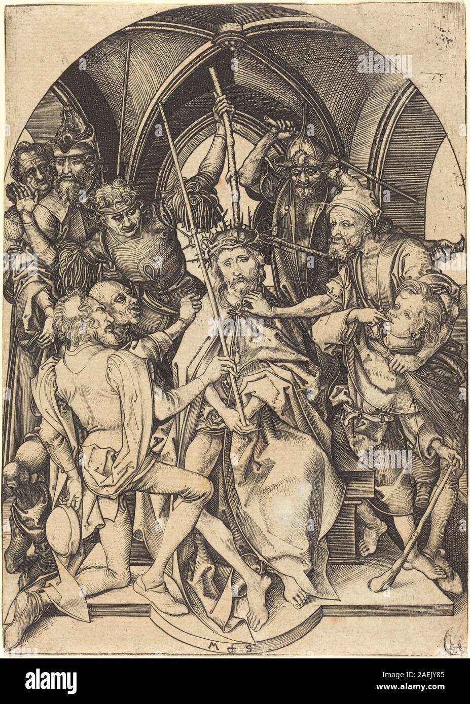 This engraving by Martin Schongauer, circa 1480, depicts Christ crowned ...
