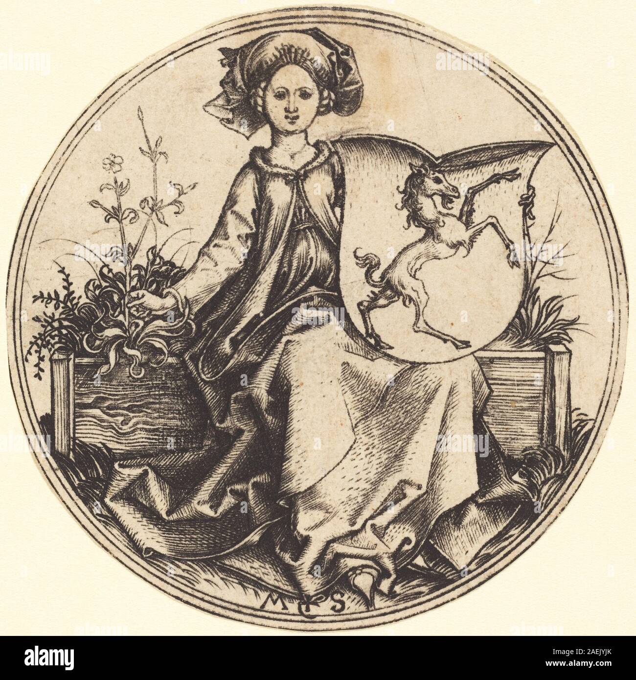 A copperplate engraving by Martin Schongauer around 1480-1490 depicting ...