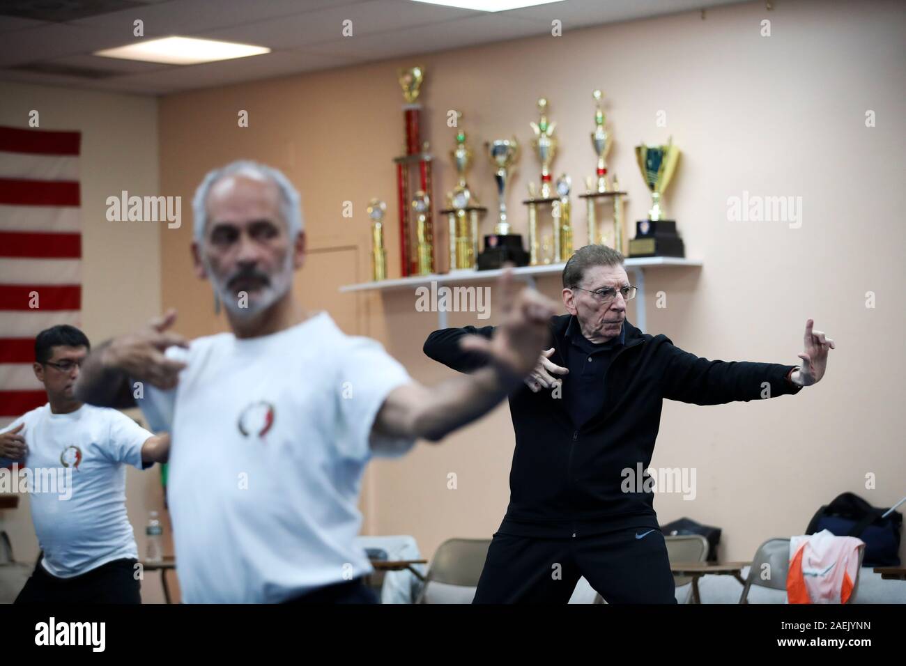 New York, USA. 20th Nov, 2019. Students practice at Sitan Tai Chi and
