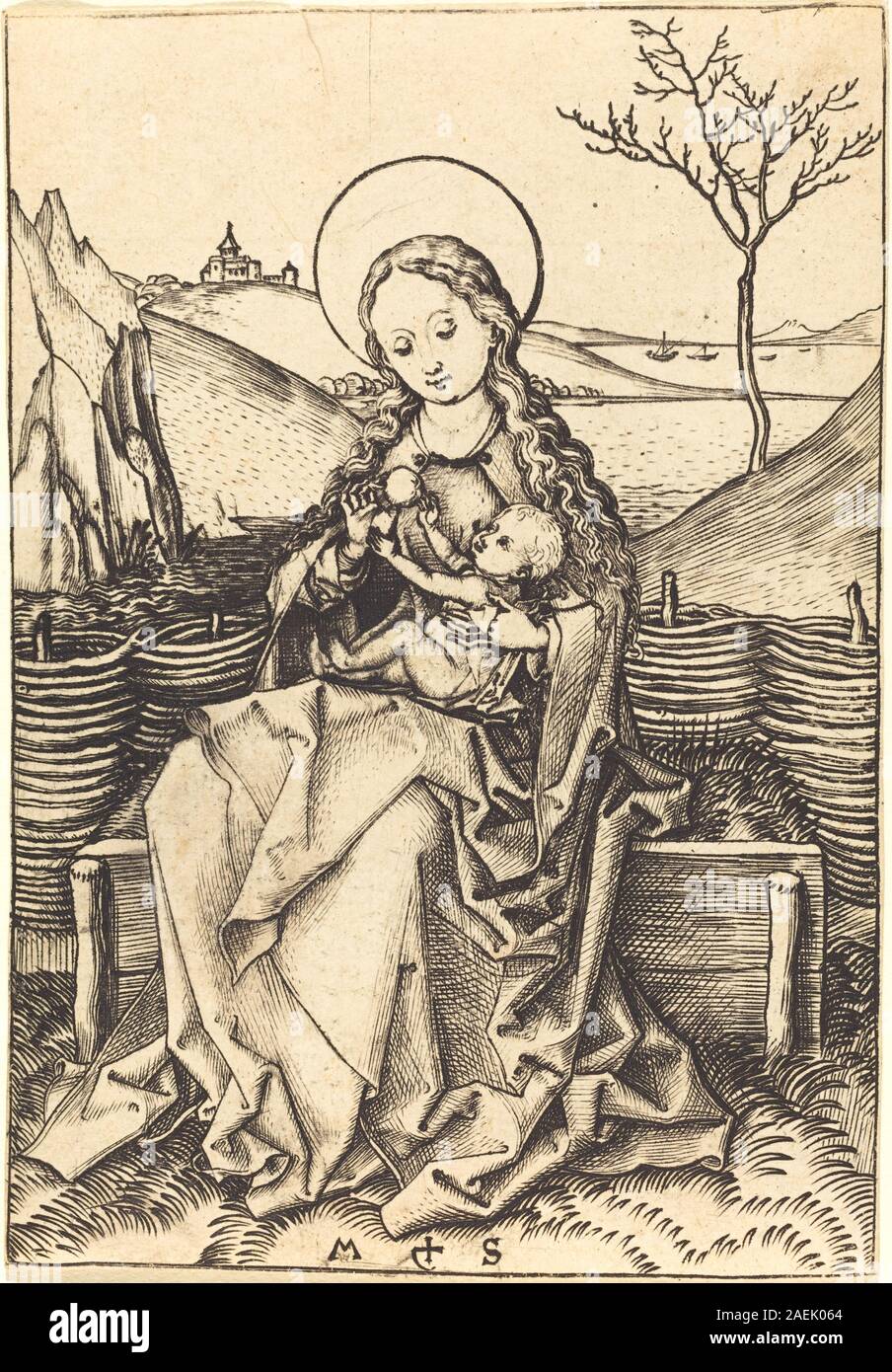 A copperplate engraving by Martin Schongauer around 1475-1480 depicting ...