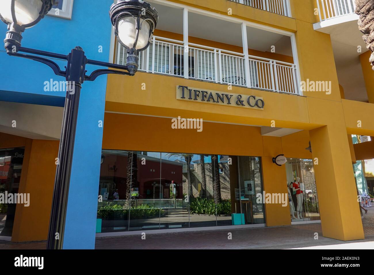 Curacao11/3/19 Tiffany and Co. jewelry retail storefront in the shopping district in Curacao