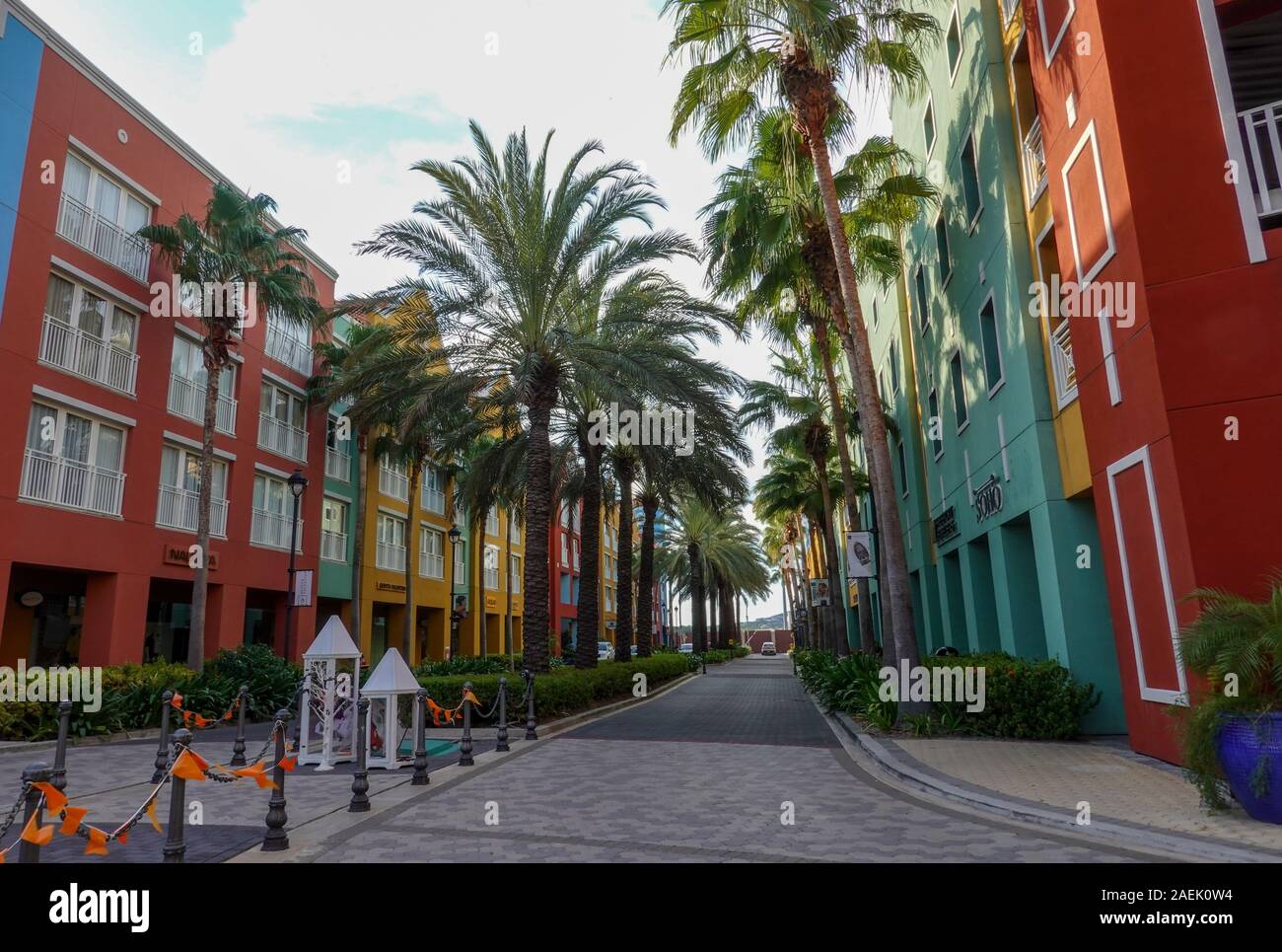 Curacao-11/3/19: The shopping district with its colonial architecture on Curacao island. Stock Photo