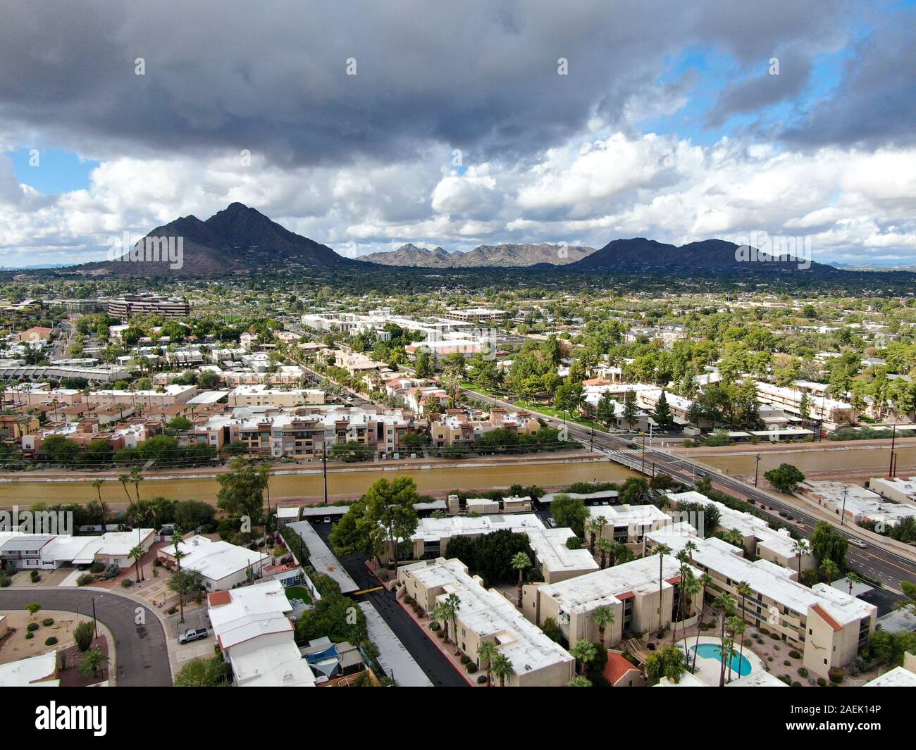 Aerial View Of Mega Shopping Mall In Scottsdale, Desert City In Arizona  East Of State Capital Phoenix. Downtown's Old Town Scottsdale. Phoneix, USA  November, 25th, 2019 Stock Photo, Picture and Royalty Free