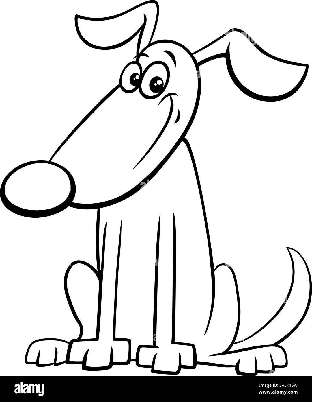 Black and White Cartoon Illustration of Funny Dog Comic Animal ...