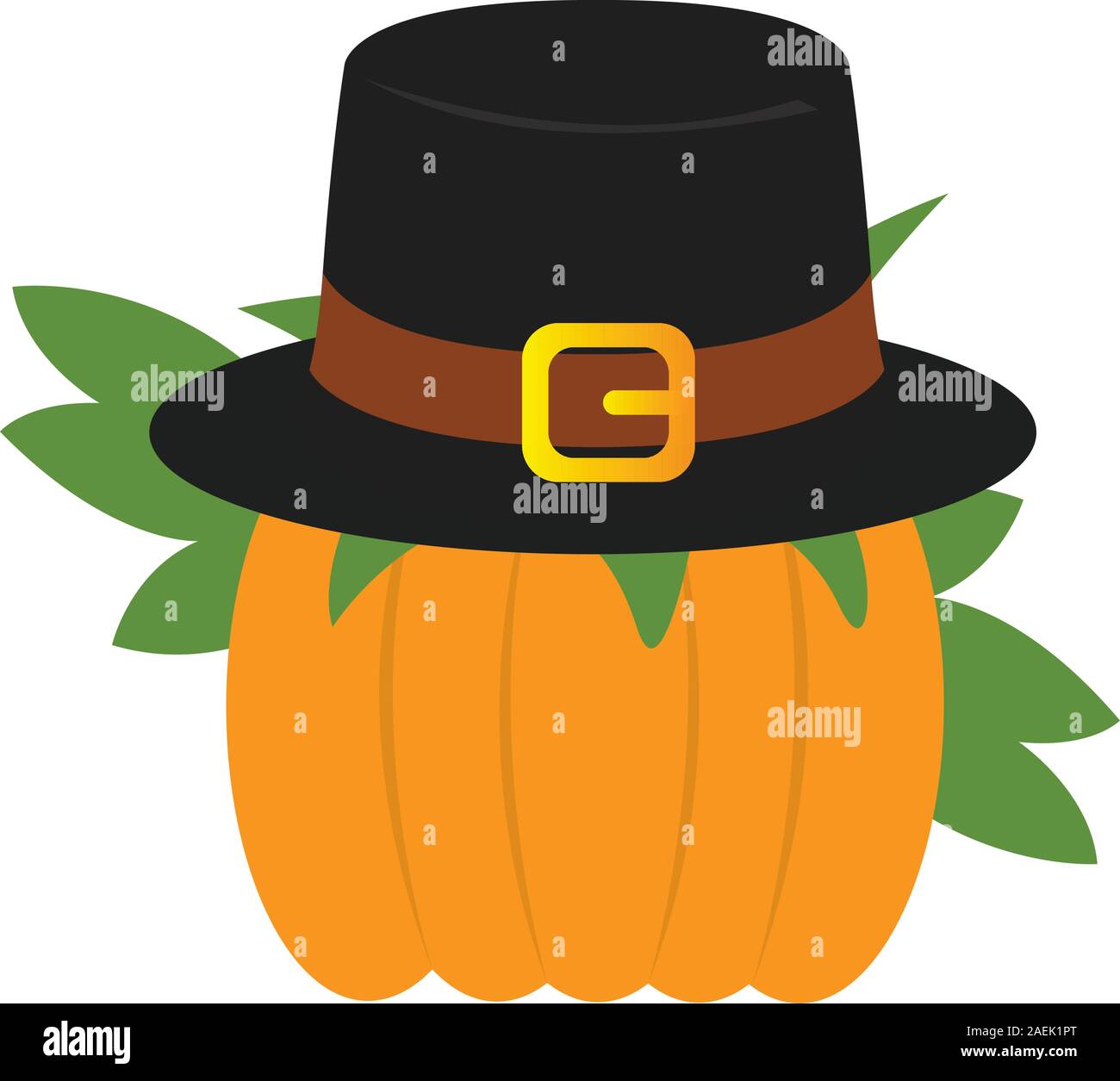 Pumpkin icon with a pilgrim hat - Vector Stock Vector Image & Art - Alamy