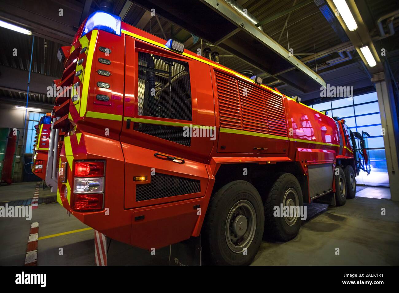 modern airport fire department fire engine Stock Photo