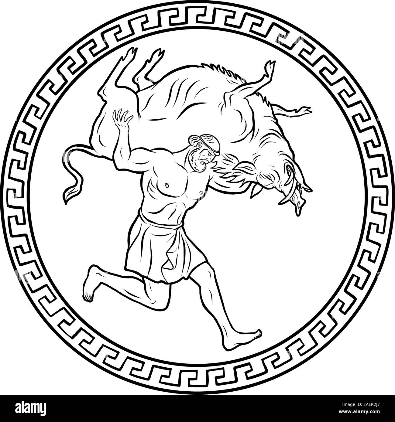 Erymanthian Boar. 12 Labours of Hercules Heracles Stock Vector