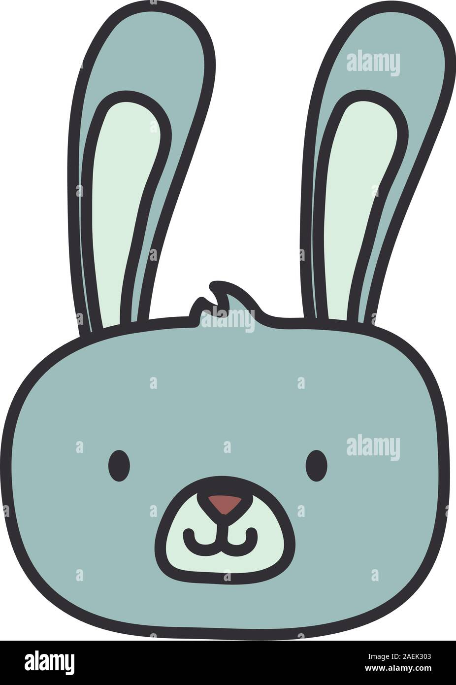 kids toy, cute rabbit face furry animal icon on white background vector ...