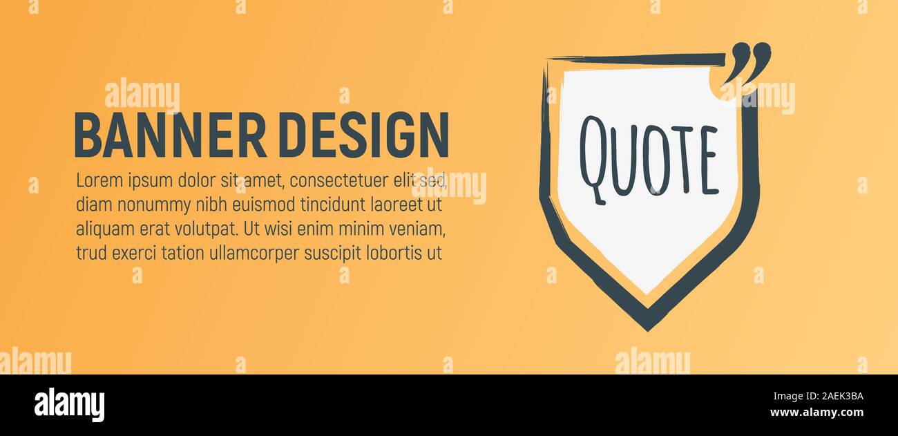 Quote Blank Banner. Icon and Label on Orange Background in Box ...