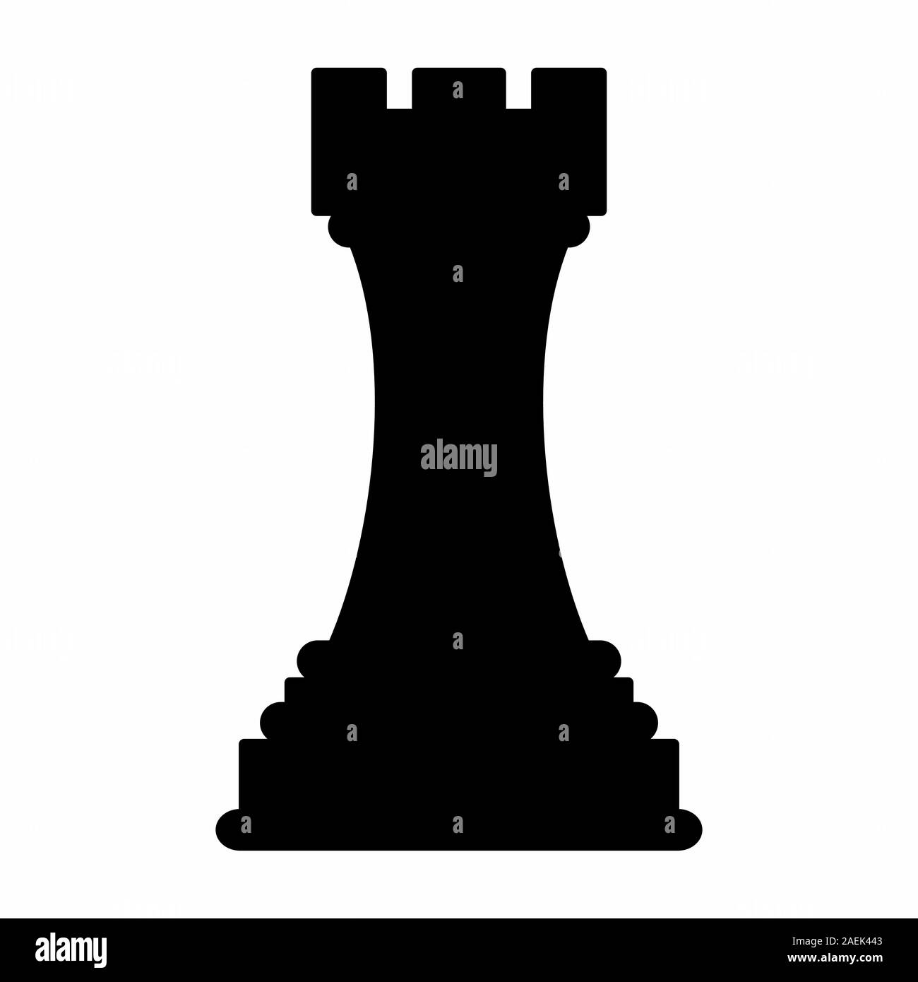 Chess tower piece silhouette Stock Vector