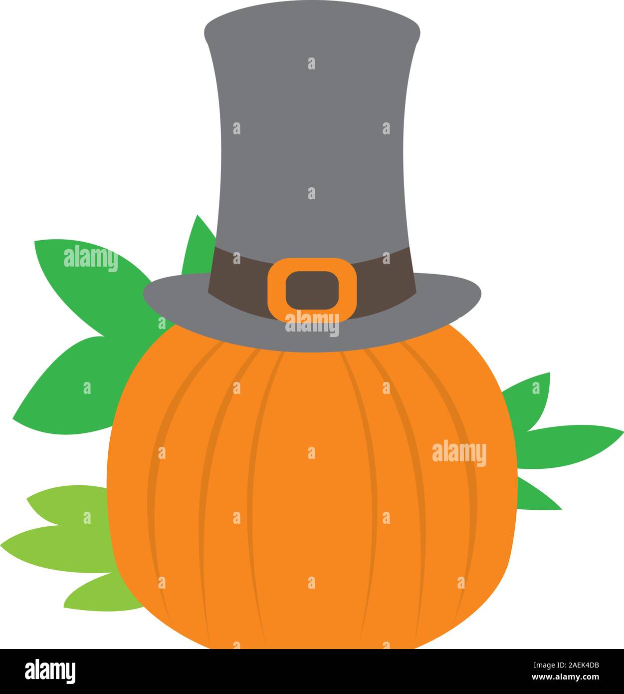Pumpkin icon with a pilgrim hat - Vector Stock Vector Image & Art - Alamy