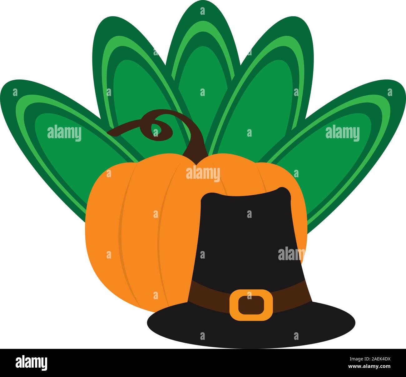 Pumpkin icon with a pilgrim hat - Vector Stock Vector Image & Art - Alamy