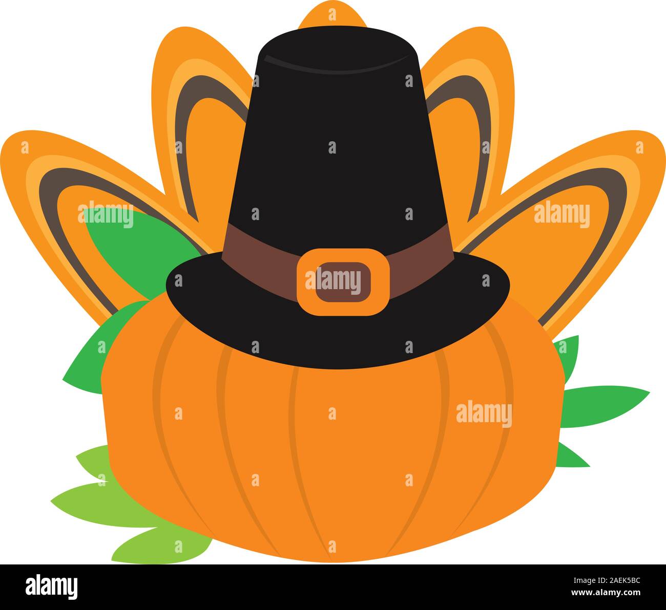 Pumpkin icon with a pilgrim hat - Vector Stock Vector Image & Art - Alamy
