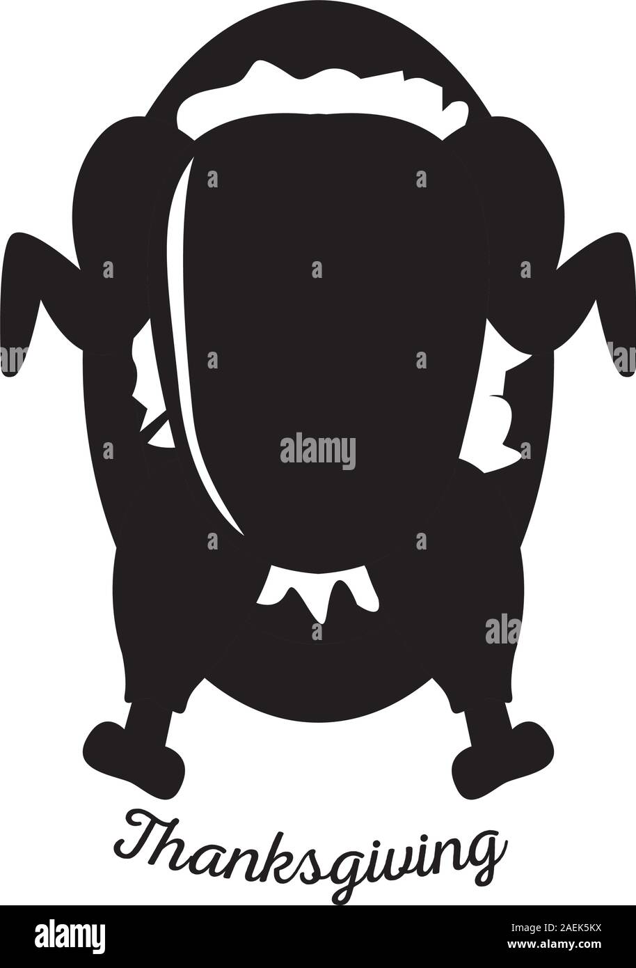 Silhouette of a roast turkey. Thanksgiving dinner - Vector illustration Stock Vector