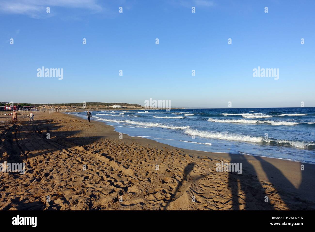 Sandstrand im November, Bafra, Türkische Republik Nordzypern Stock Photo