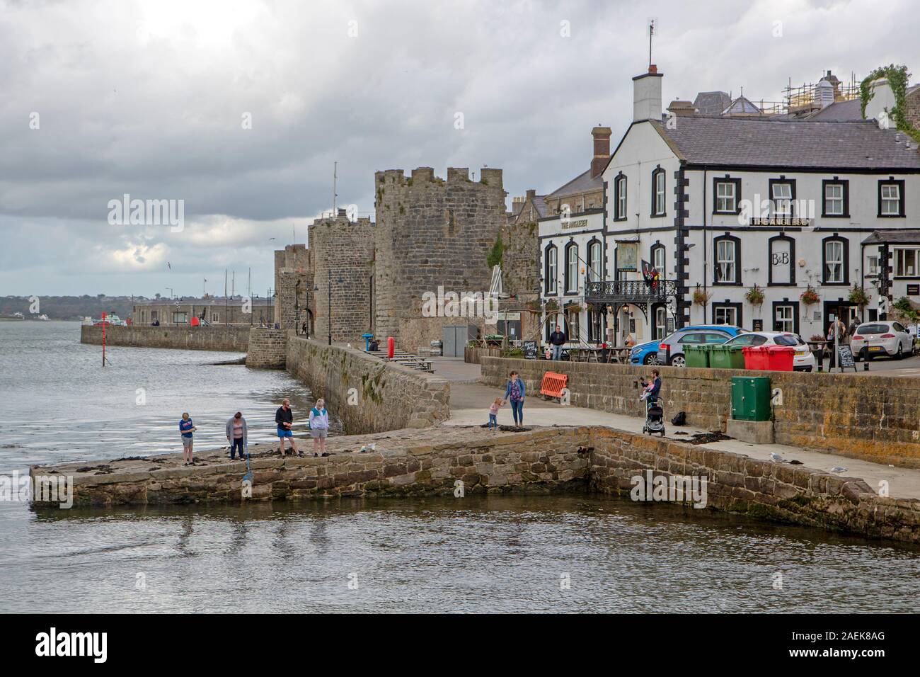 Fishing at Caernarfon Stock Photo Alamy