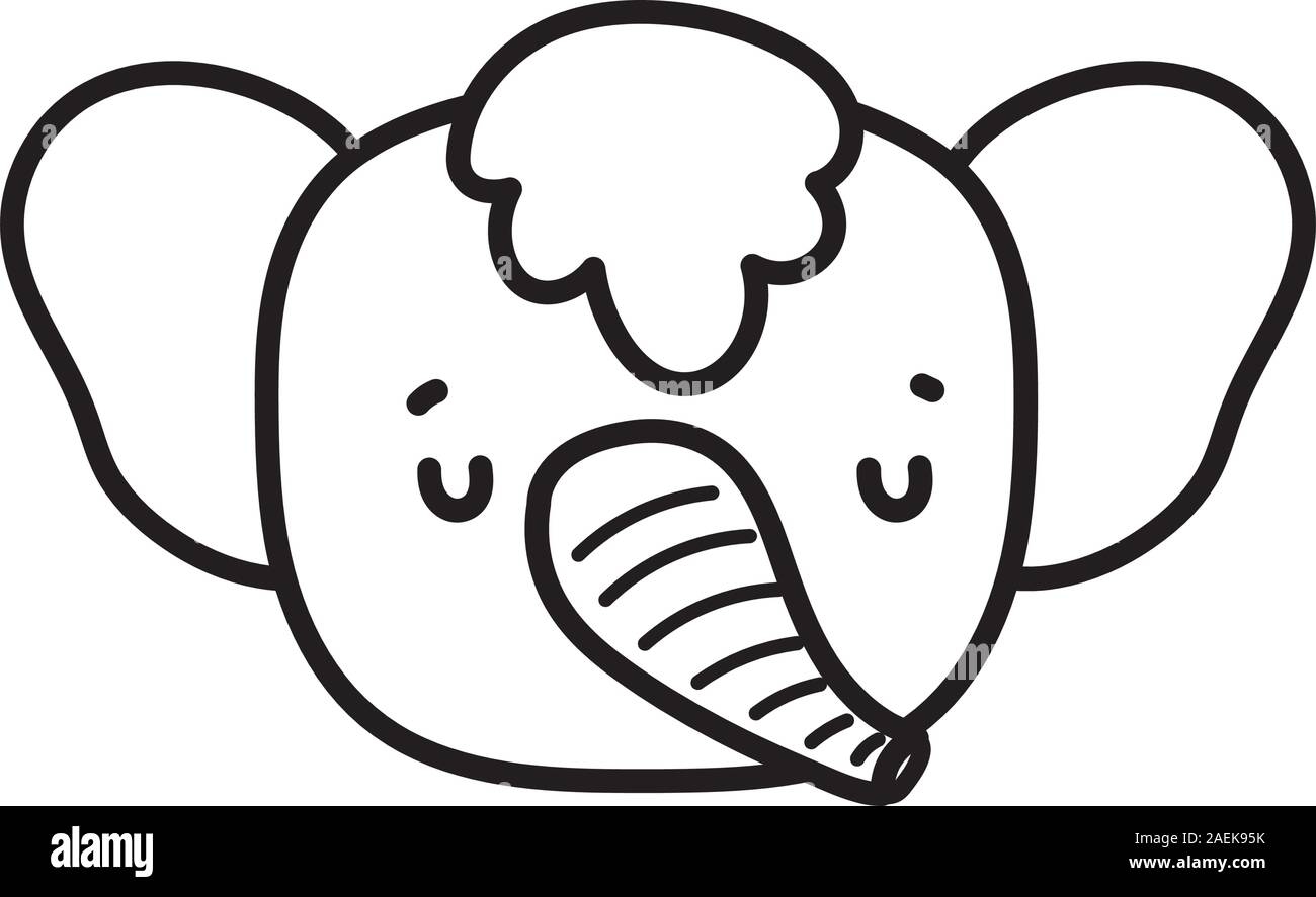 baby shower cute elephant with hair head cartoon vector illustration
