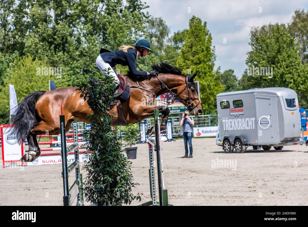Haarlemmermeer Holland June 19 2019 concours hippique horseback jumping Stock Photo