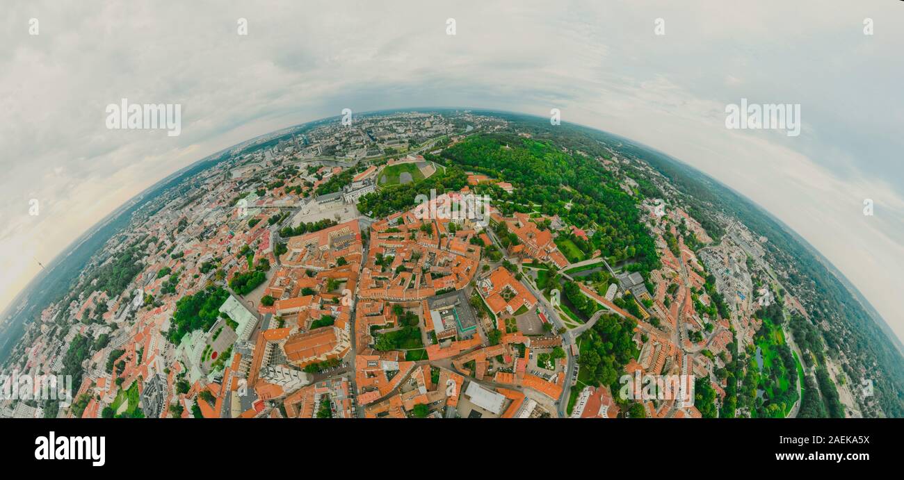 Vilnius Old town, the historic center of Lithuania, European city. 360 VR panorama Stock Photo