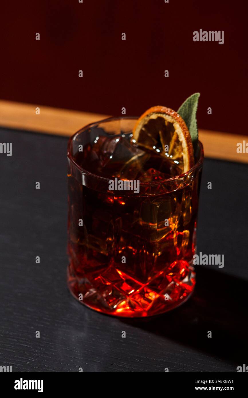 Negroni, an italian cocktail, an apéritif, first mixed in Firenze