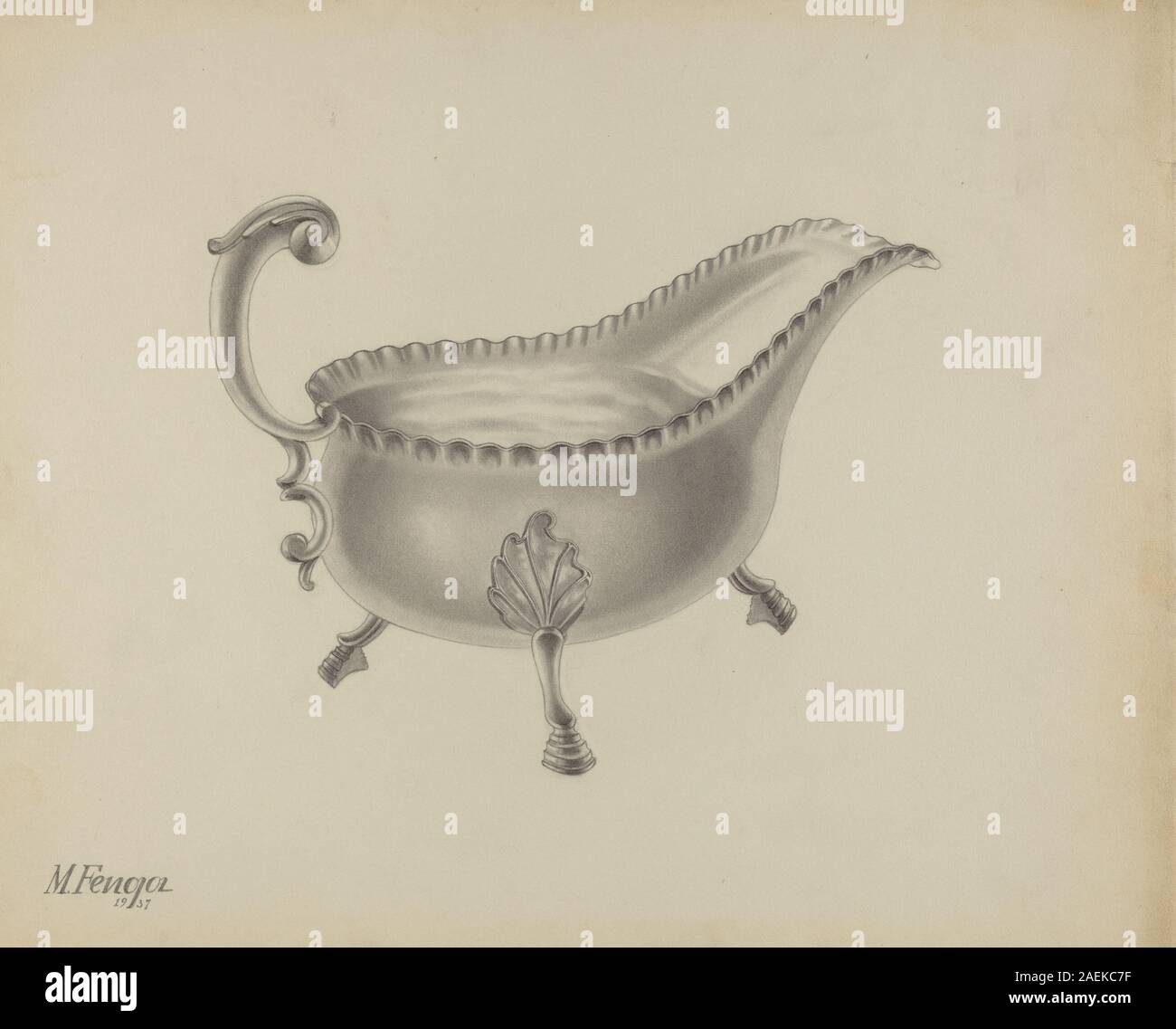 Michael Fenga, Silver Sauce Boat, 1937 Silver Sauce Boat; 1937date Stock Photo