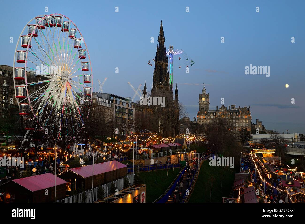 Edinburgh Christmas Market at Princes Street Gardens Stock Photo