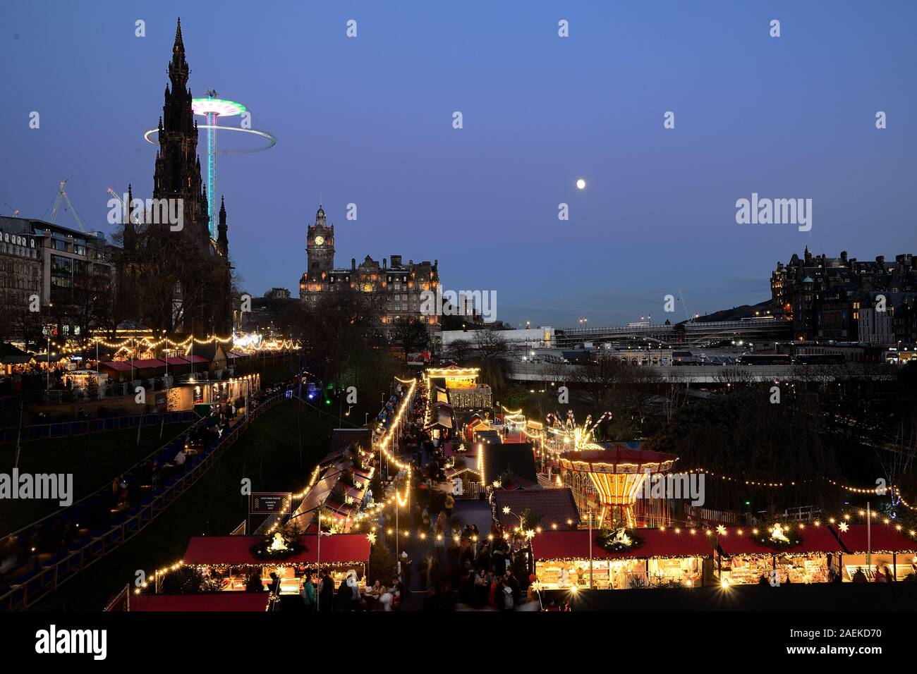 Edinburgh Christmas Market at Princes Street Gardens Stock Photo