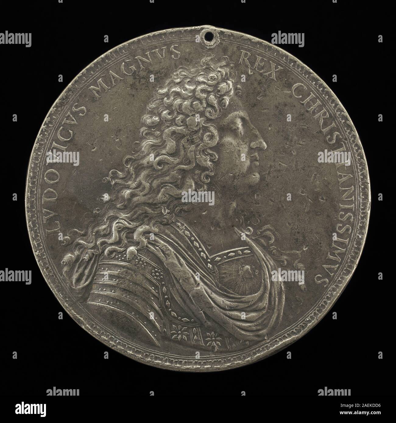 Bust Inscription This obverse medal by Michel Molart, created in 1684, depicts Louis XIV ...