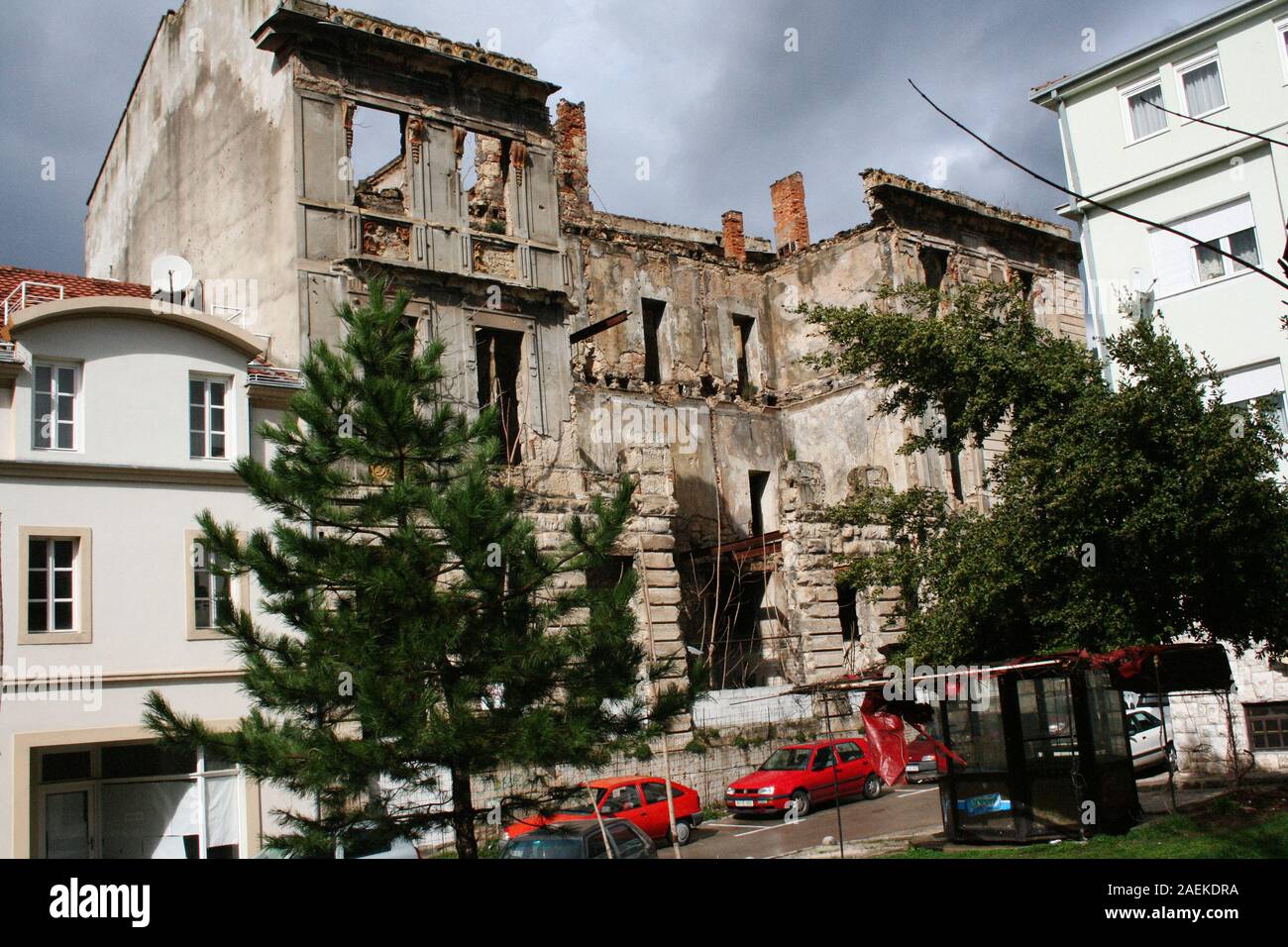War damaged building in Mostar, Bosnia and Herzegovina Stock Photo