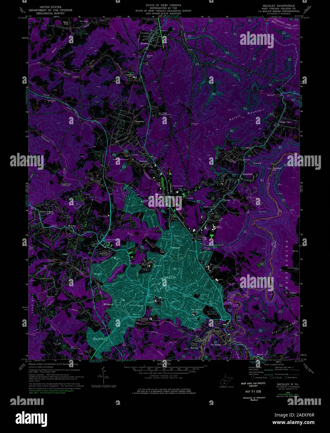 Beckley map hi-res stock photography and images - Alamy