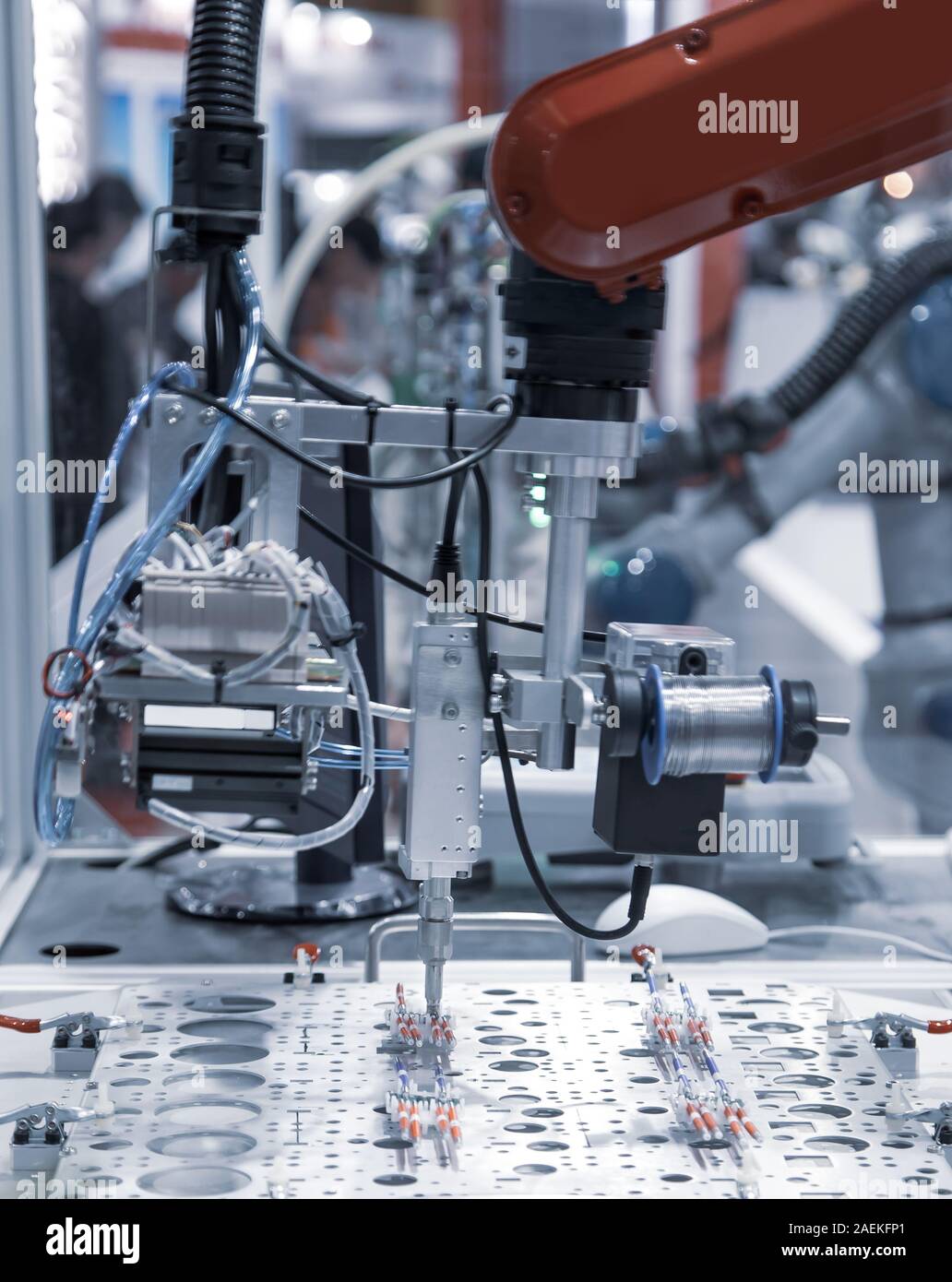 Robotic demonstrate welding electronic wire on PCB Stock Photo Alamy