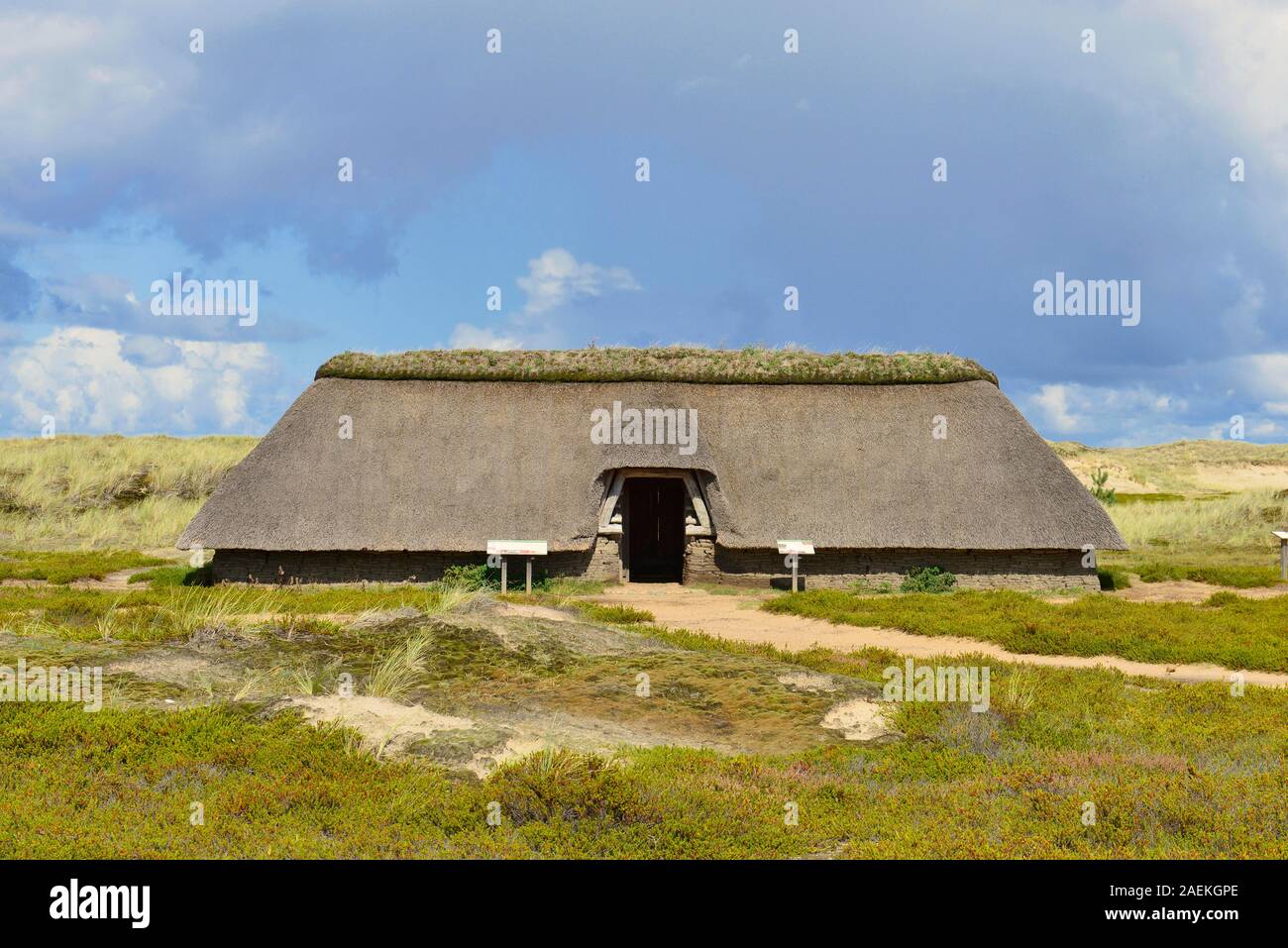 Reconstructed Iron Age House, Place Nebel, Amrum, North Frisian Island, North Frisia, Schleswig-Holstein, Germany Stock Photo