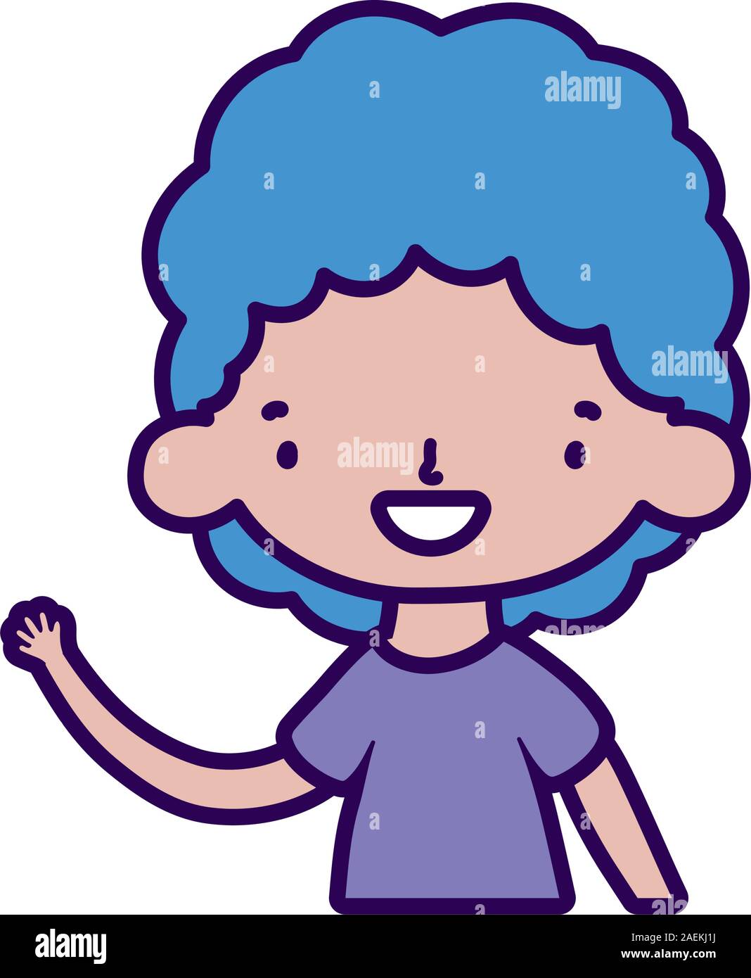 Cute Little Boy Cartoon Character Portrait Vector Illustration Stock