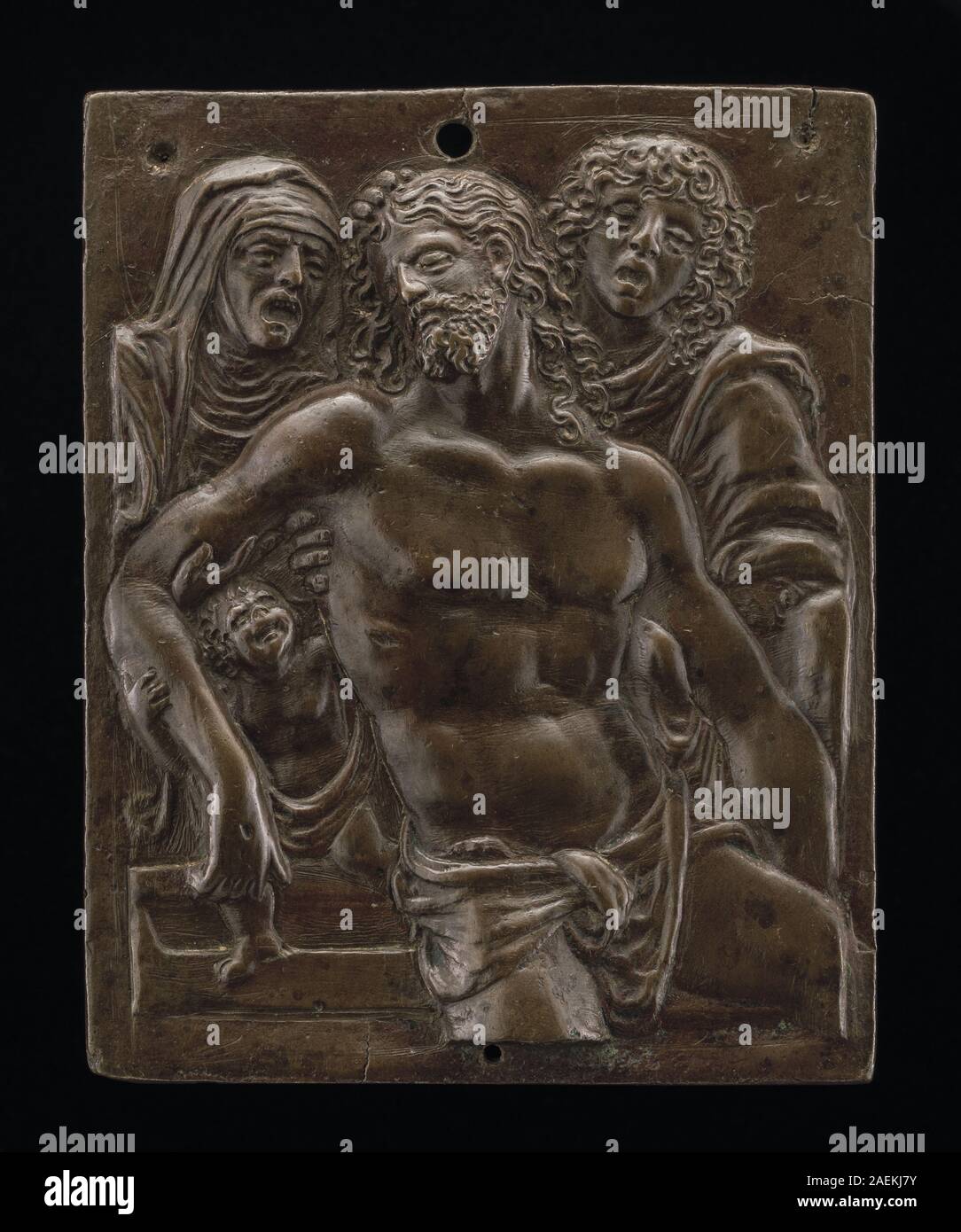 A painting by Moderno from 1513 or earlier depicting the dead Christ ...