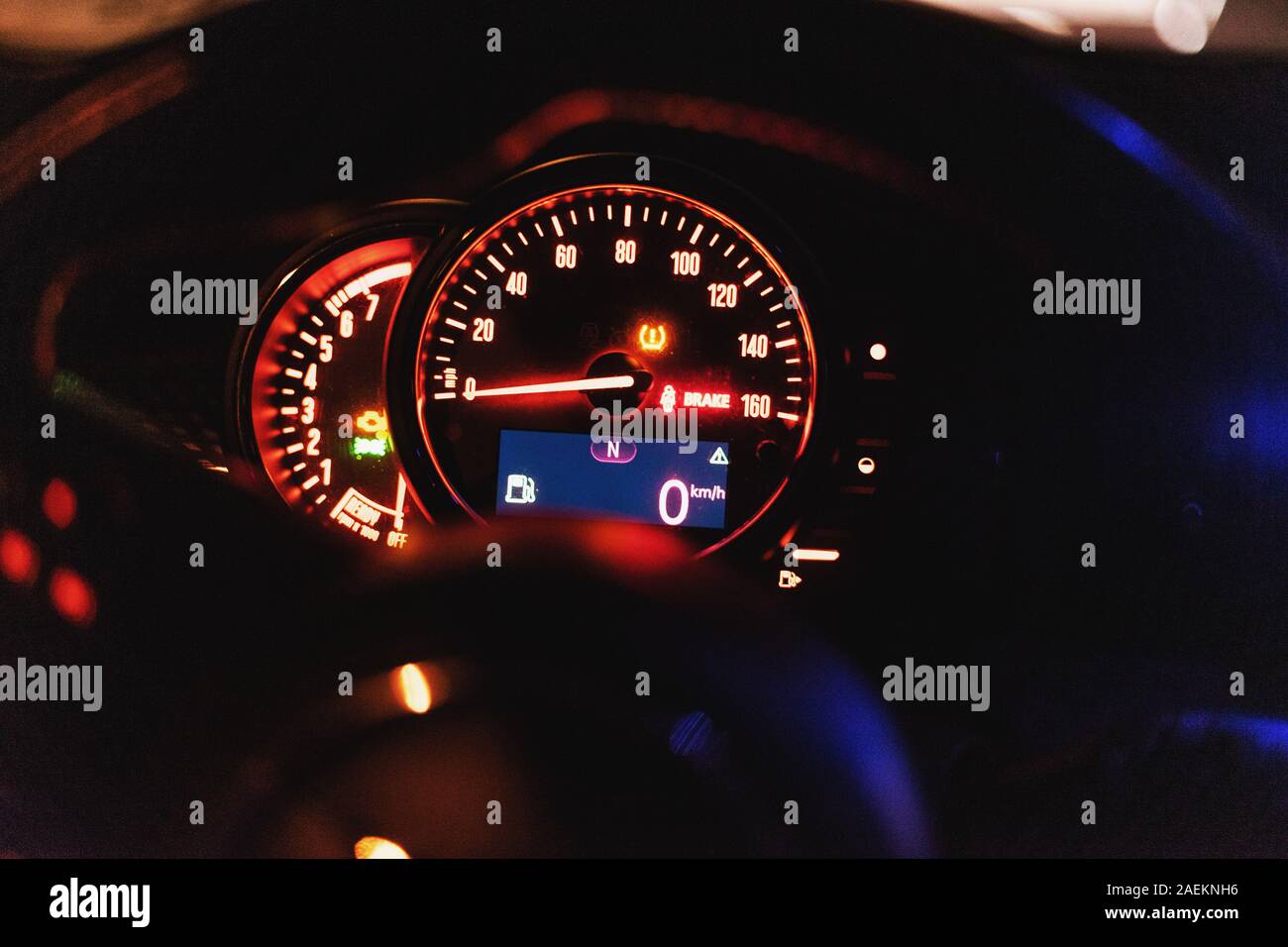 Modern car dashboard with speedometer, rpm meter and indicators Stock Photo Alamy