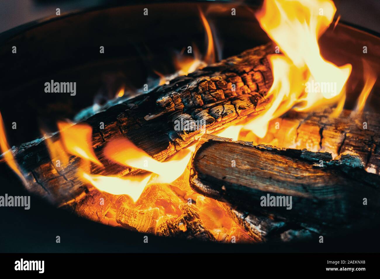 Medium sized bright bonfire with yellow and orange flames Stock Photo ...