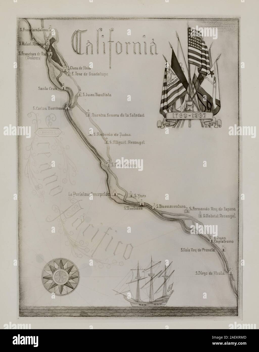 Norman Kamps, Map, 1935-1942 Map; 1935/1942 Stock Photo