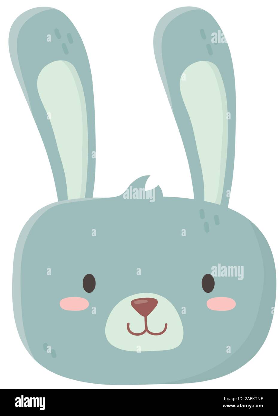 kids toy, cute rabbit face furry animal icon on white background vector ...