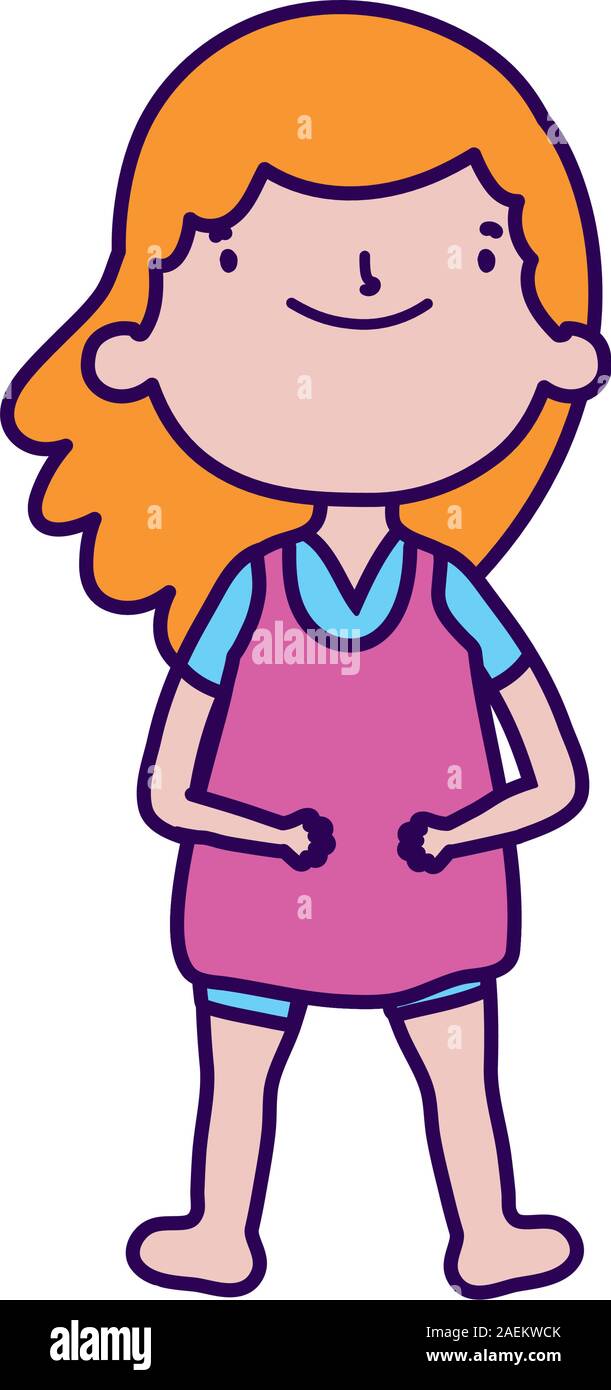 cute little girl happy cartoon character vector illustration Stock ...