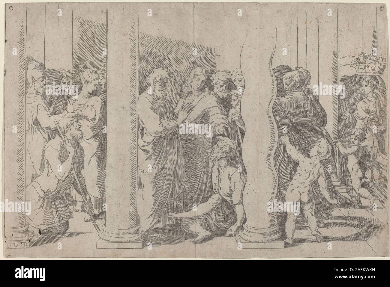 Parmigianino after Raphael, Peter and John Healing the Lame Man at the ...
