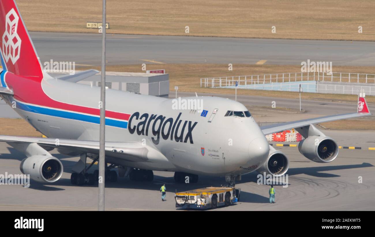 Cargolux Boeing 747 tow Stock Photo