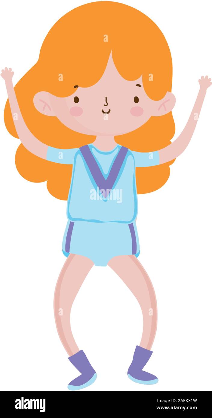 cute little girl happy cartoon character vector illustration Stock ...