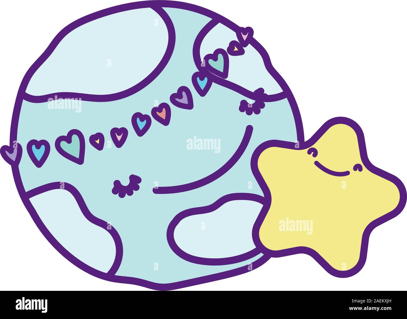 baby shower cute world with star and hearts decoration vector ...
