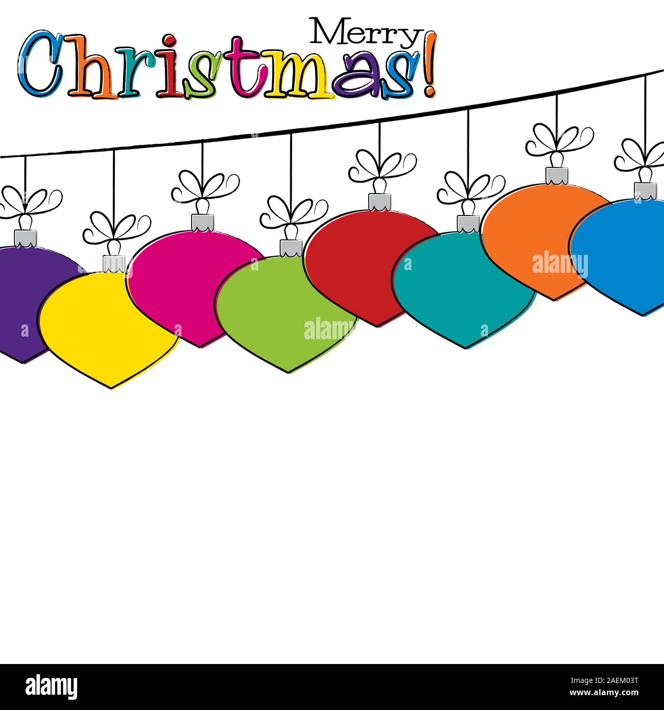 Bright Hand Drawing bauble Christmas card in vector format Stock Vector