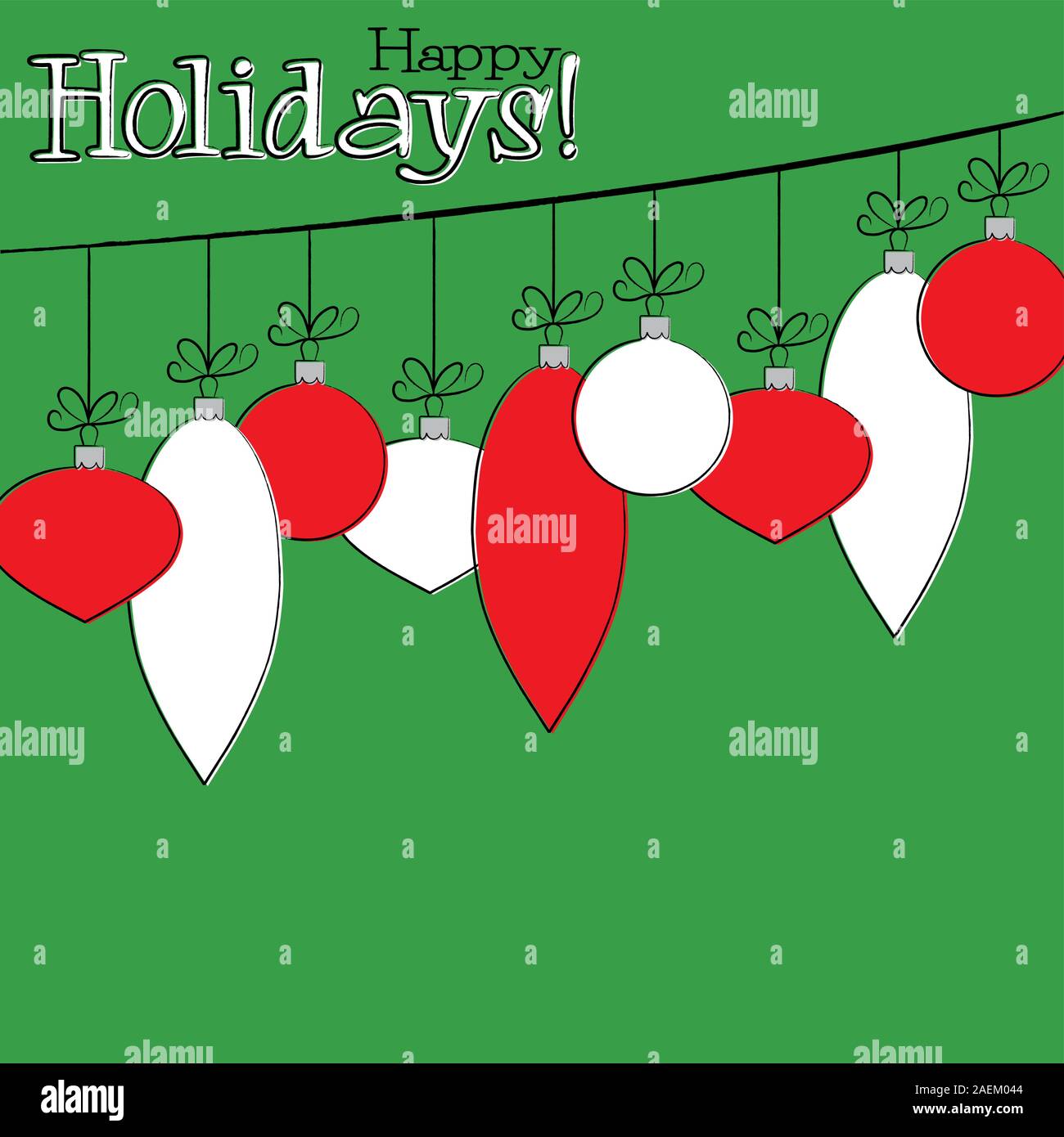 Bright Hand Drawing bauble Christmas card in vector format Stock Vector