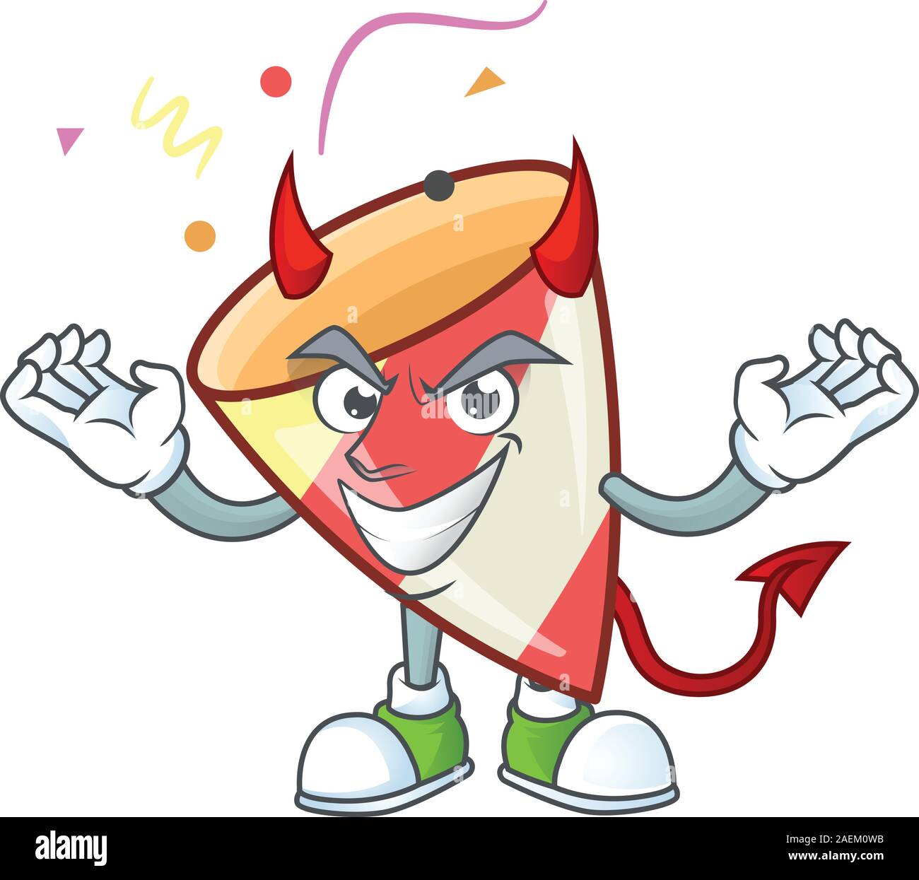 mascot cartoon of exploding confetti on a Devil gesture design Stock ...