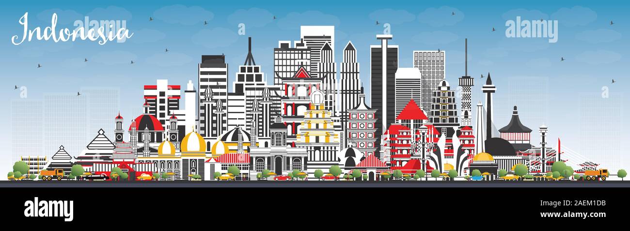 https://c8.alamy.com/comp/2AEM1DB/indonesia-cities-skyline-with-gray-buildings-and-blue-sky-vector-illustration-tourism-concept-with-historic-architecture-indonesia-cityscape-2AEM1DB.jpg