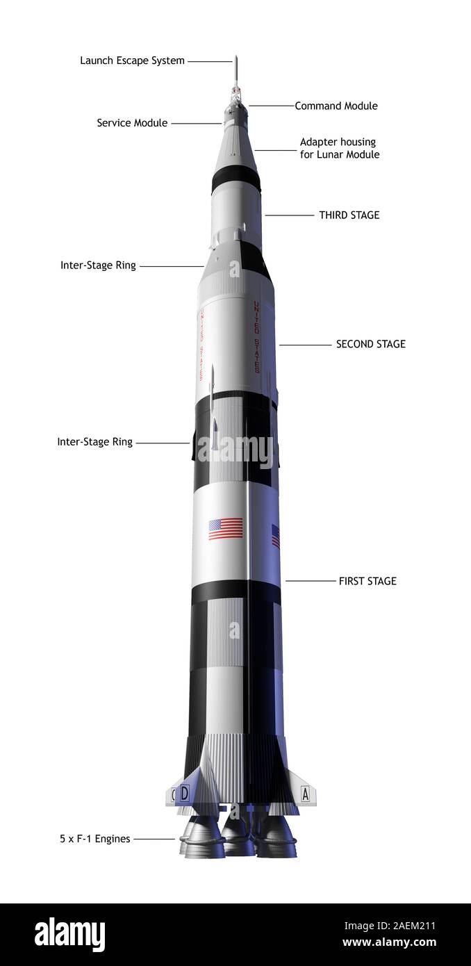 Saturn 5 rocket, illustration Stock Photo