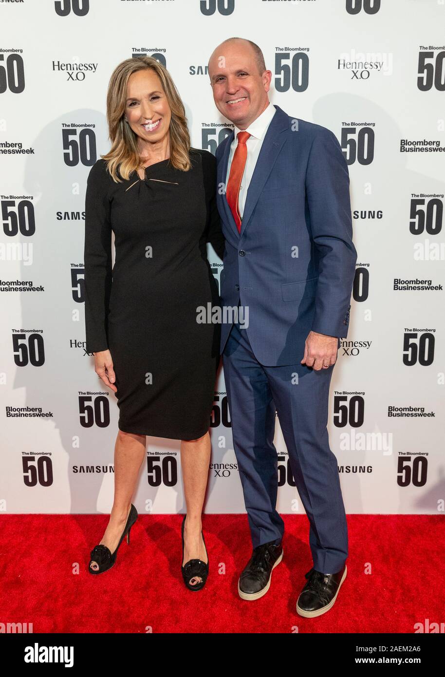 New York, NY - December 9, 2019: Carol Massar and Jason Kelly attend 'The Bloomberg 50' Celebration at The Morgan Library Stock Photo