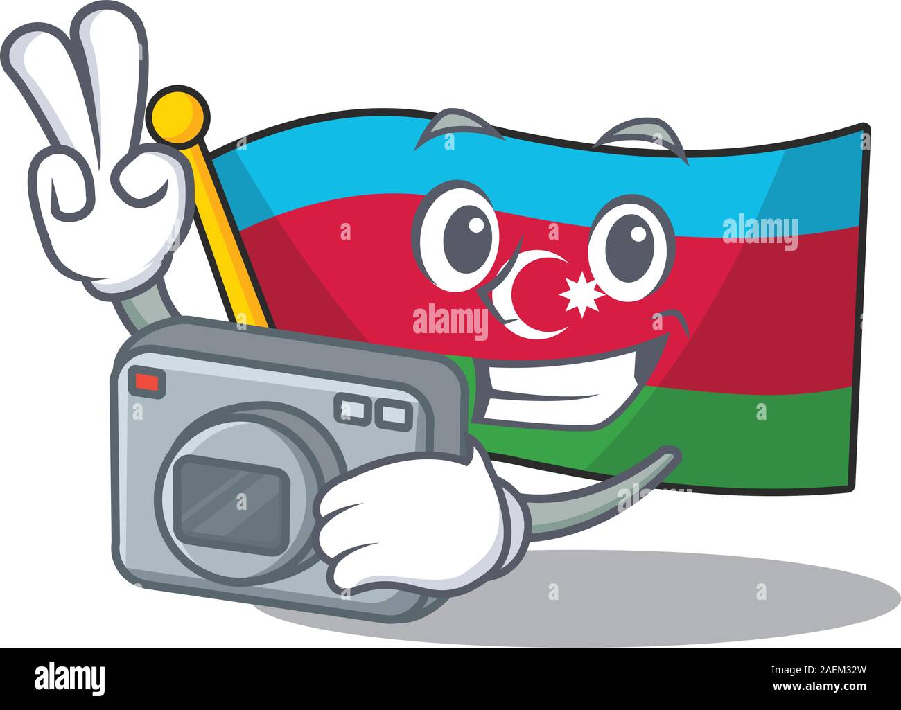 a professional Photographer flag azerbaijan cartoon character with a ...